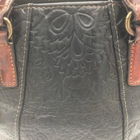 Fossil Black Floral Embossed Purse Hand Bag - Picture 3 of 10